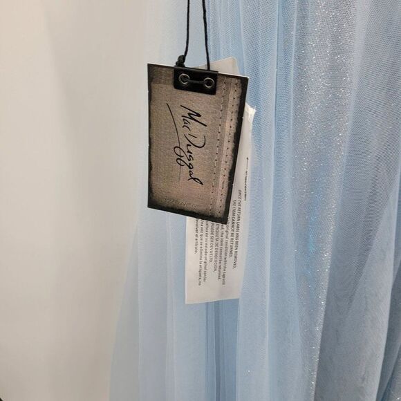 Mac Duggal Gown Elsa Princess Ice Blue Sparkle Plunging V Full Tulle A-line 10 - Picture 17 of 17